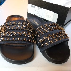 Chanel 2018 slipper/Mule/sandal, Navy/Marine